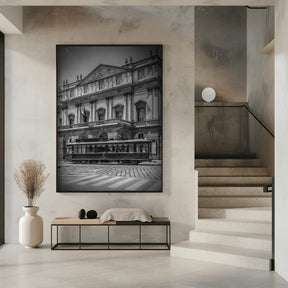 MILAN Teatro alla Scala &amp; Tram - monochrome Poster