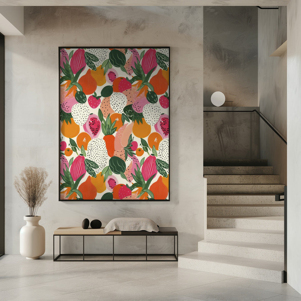 Fresh fruits pattern Poster