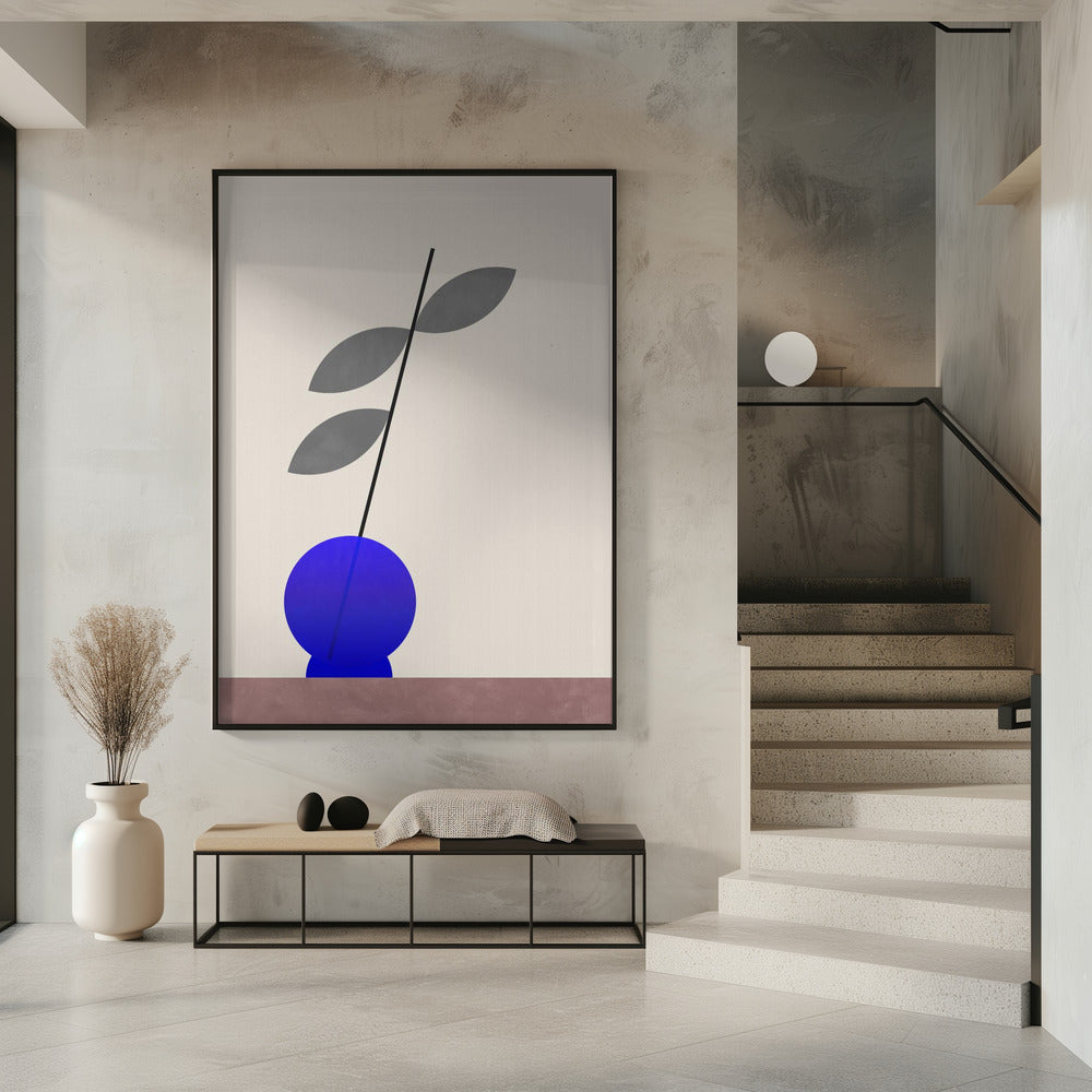 Blue round vase Poster