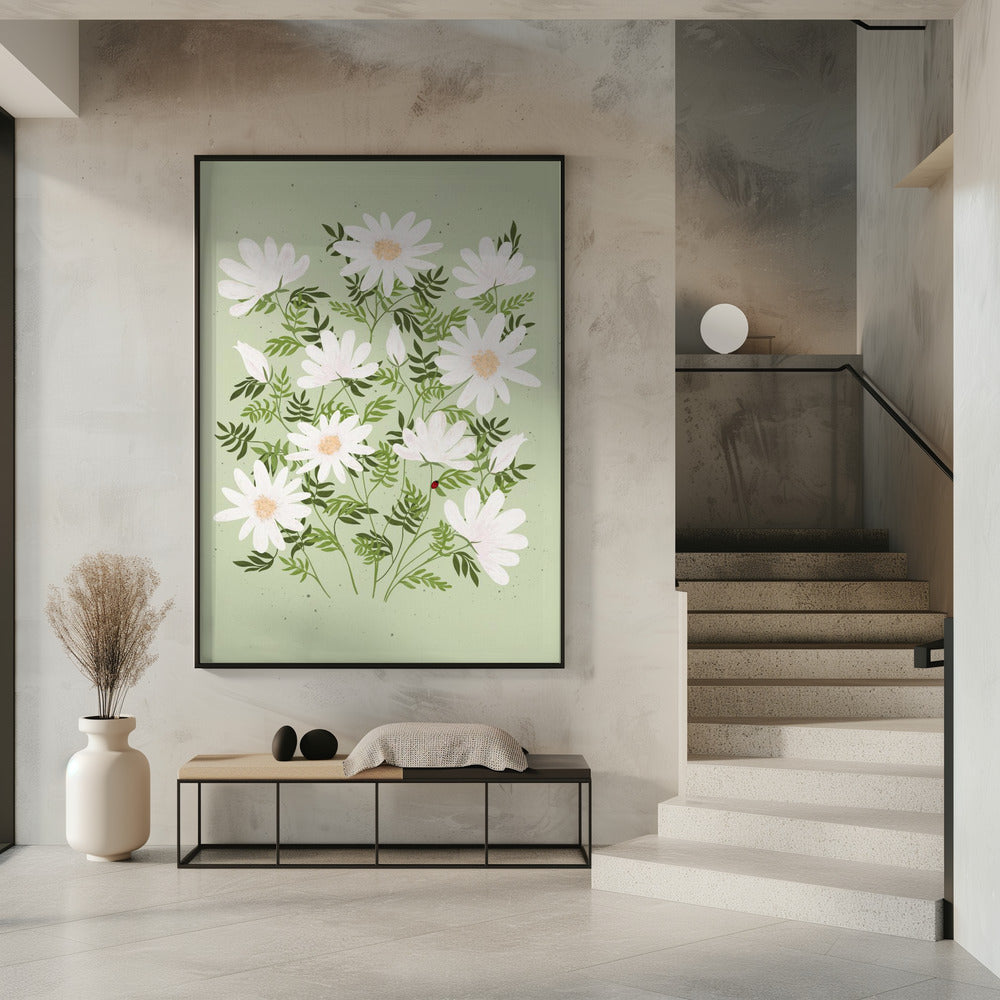 Ladybug flowers Poster