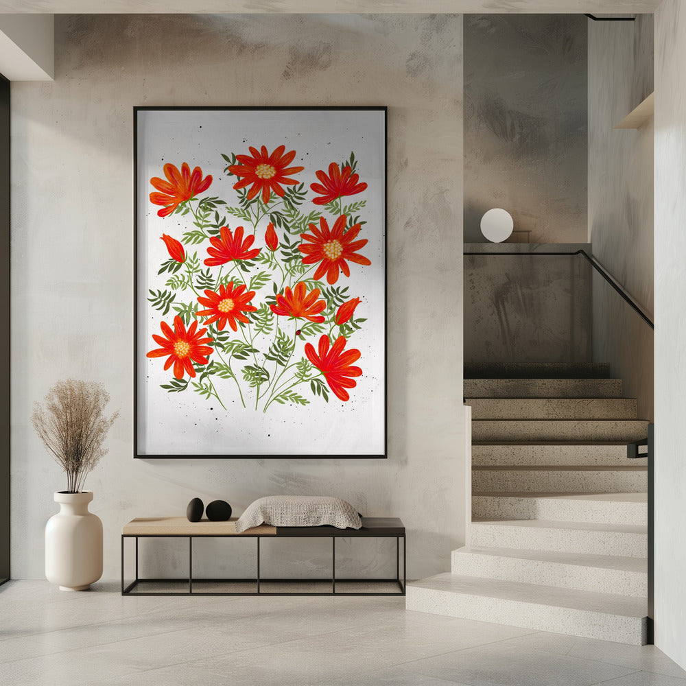 Ladybug flowers red Poster