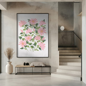 Ladybug flowers pink Poster