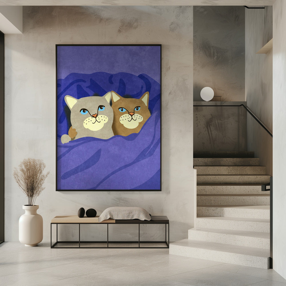 Cats in Bed Poster