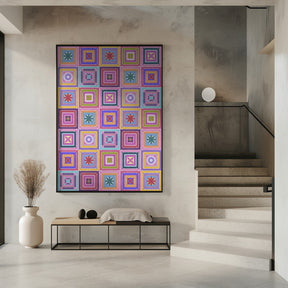 Colorful digital grandma squares I Poster