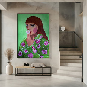 Woman Smoking a Flower Poster