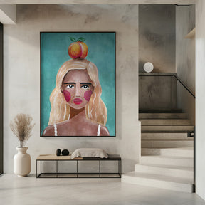 Woman With Peach Poster