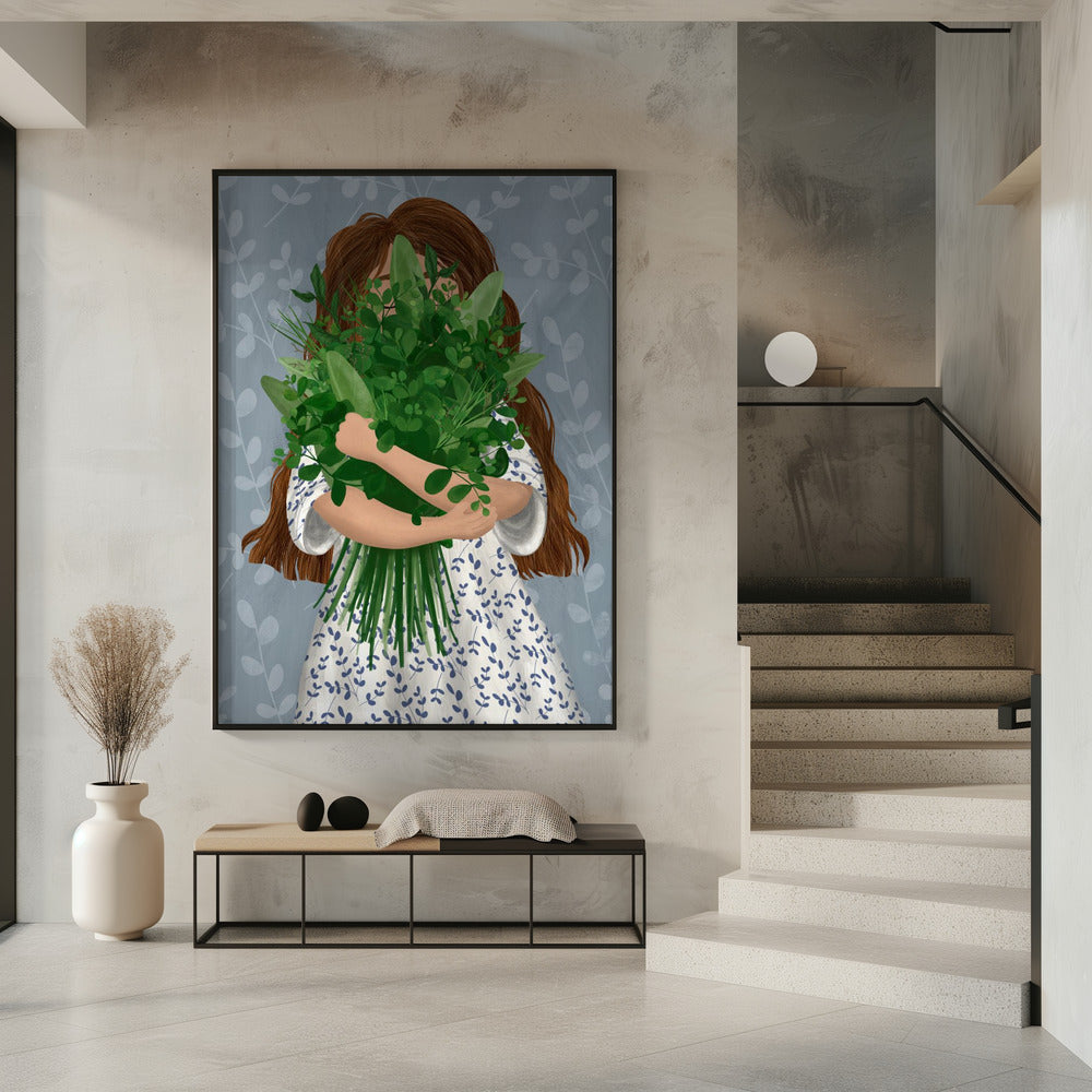 Girl with posy Poster