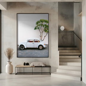 Pastel Volskwagen Beetle in the streets of Oaxaca Mexico Poster