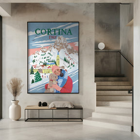 Travel Poster Woman in Cortina, Italy Poster