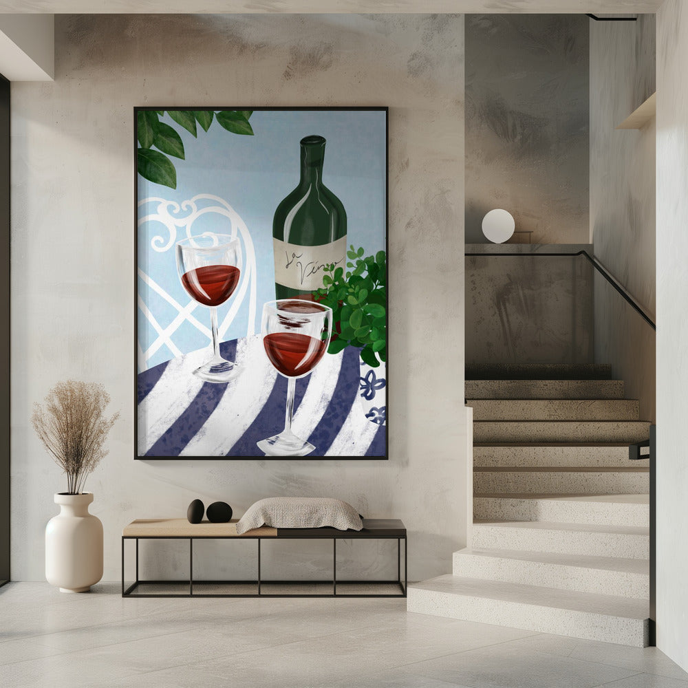 Red wine under the tree Poster