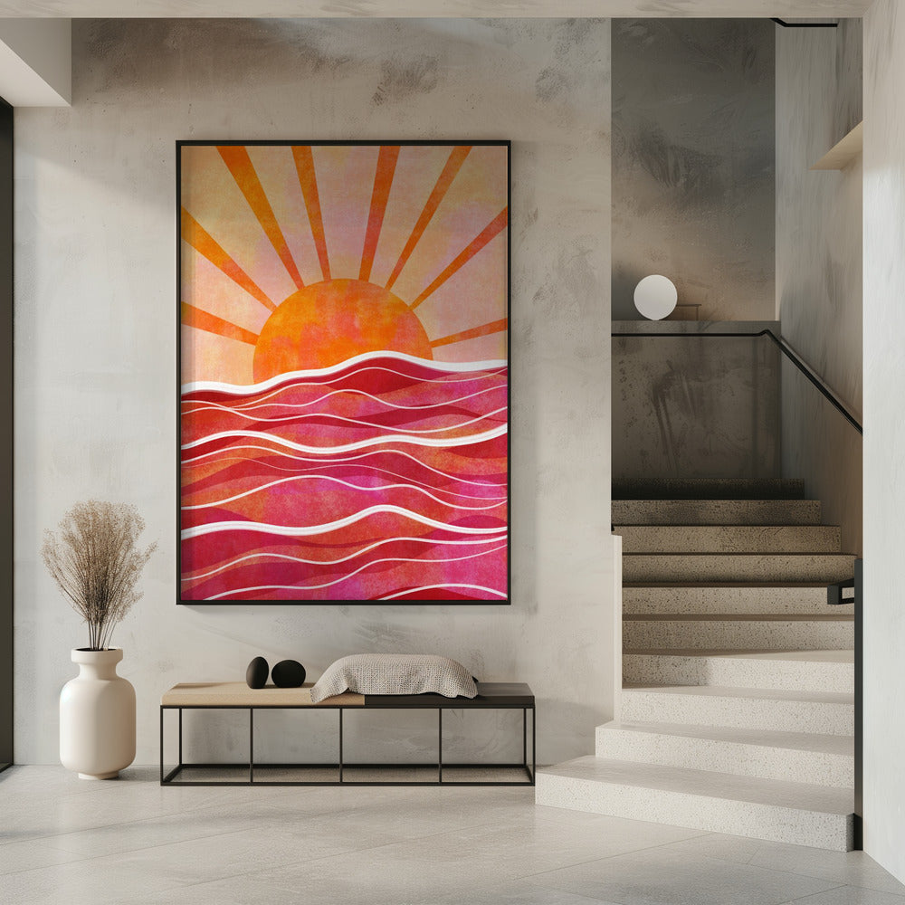 Sea Sunset Pink Poster