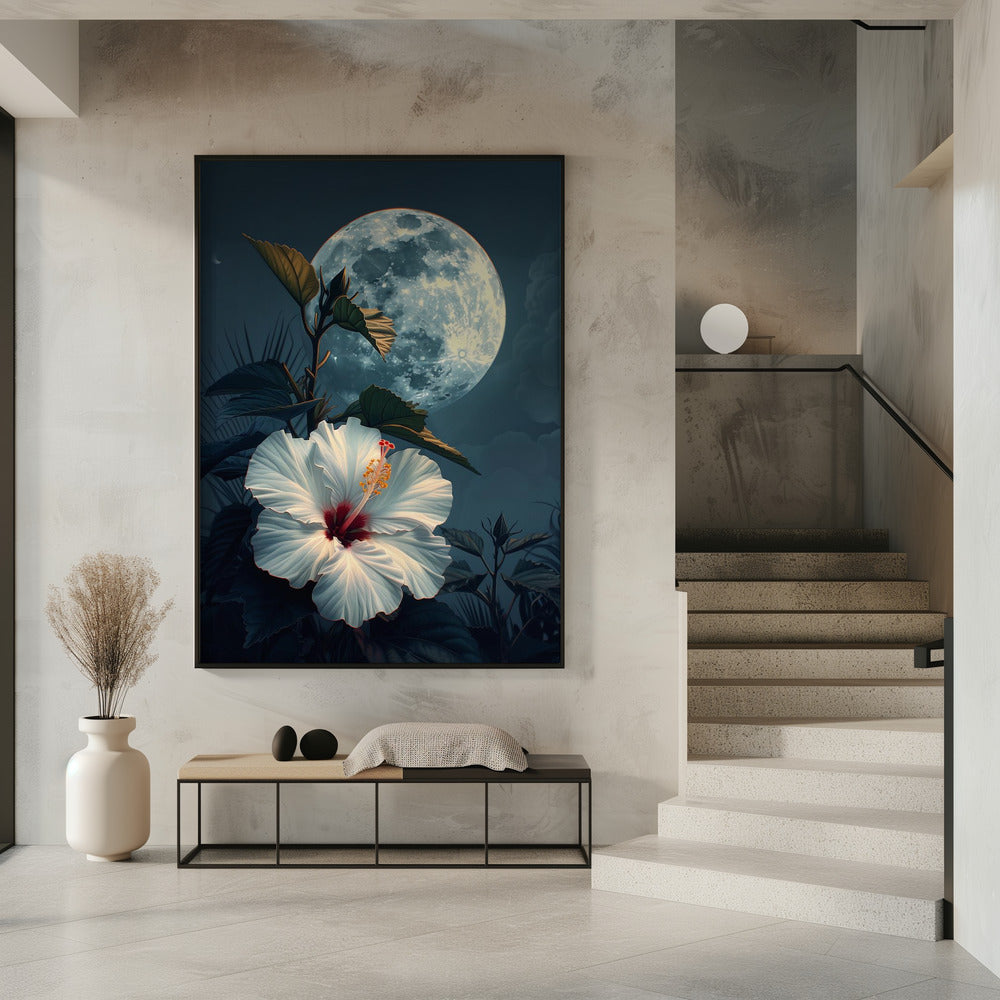 Hibiscus and the Moon Poster
