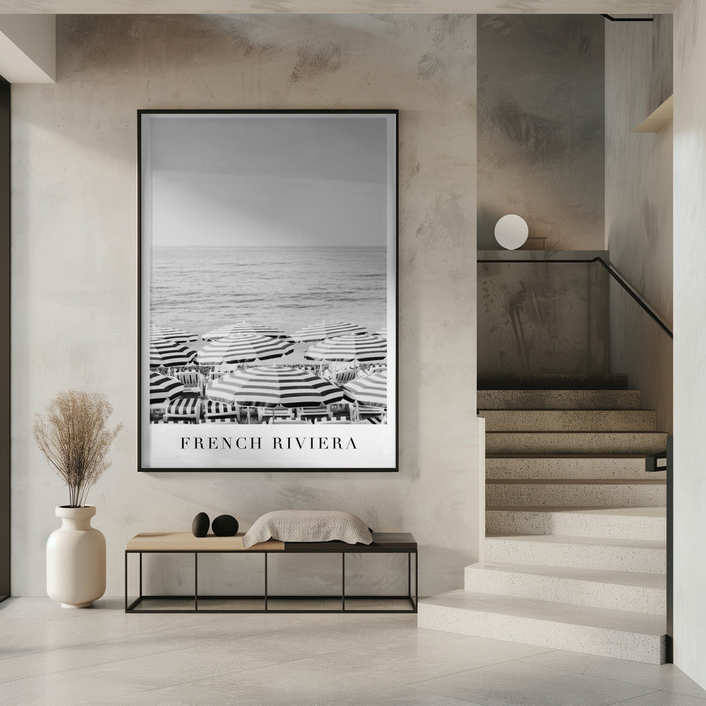 French Riviera Travel In Black and White Poster