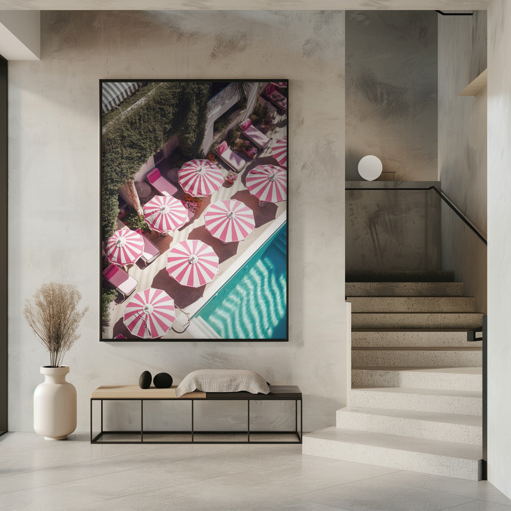 Glam Pool Pink Umbrella Poster