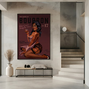 Babes of Bourbon Cant Touch This. Sexy Retro Pin Up Girl Whiskey Art Poster