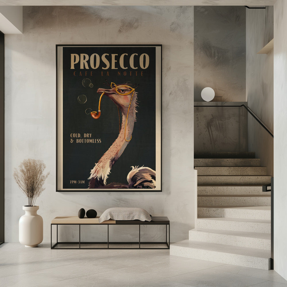 Art Deco Prosecco Wall Art Of An Ostrich Poster