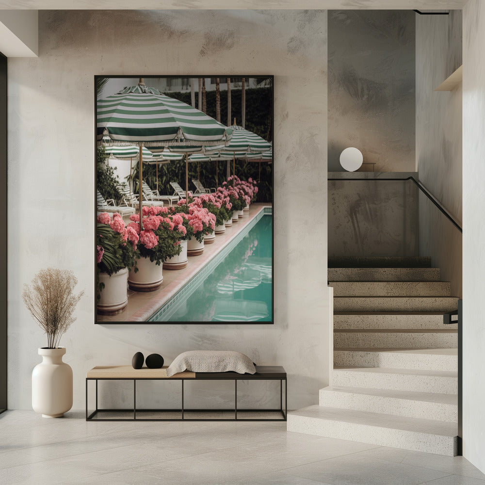 Green Pool Flowers Poster