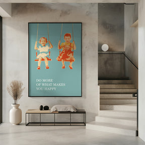 Two Little Girls On Swings Poster