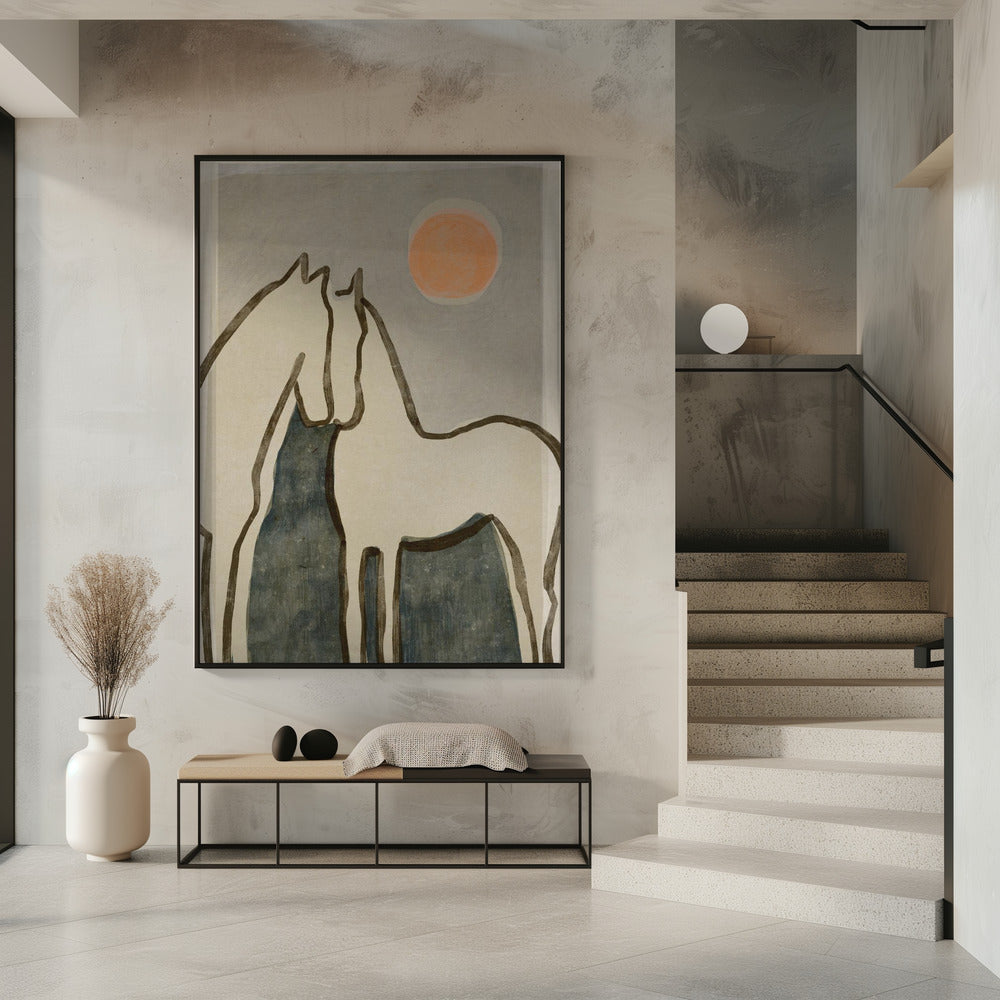 Horses at sunset Poster