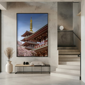 Charming Pagoda and Hozomon Gate of the Senso-ji temple in Tokyo Poster