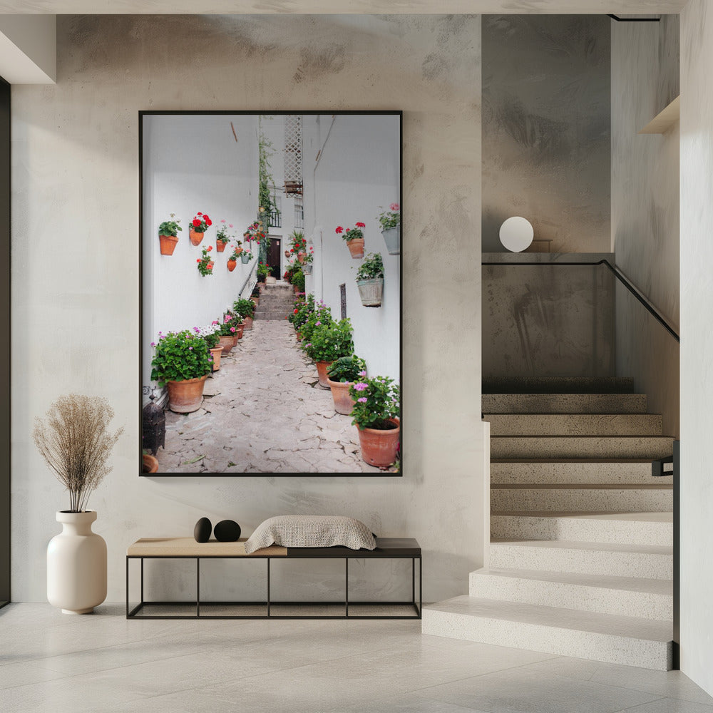 White Floral Street Poster