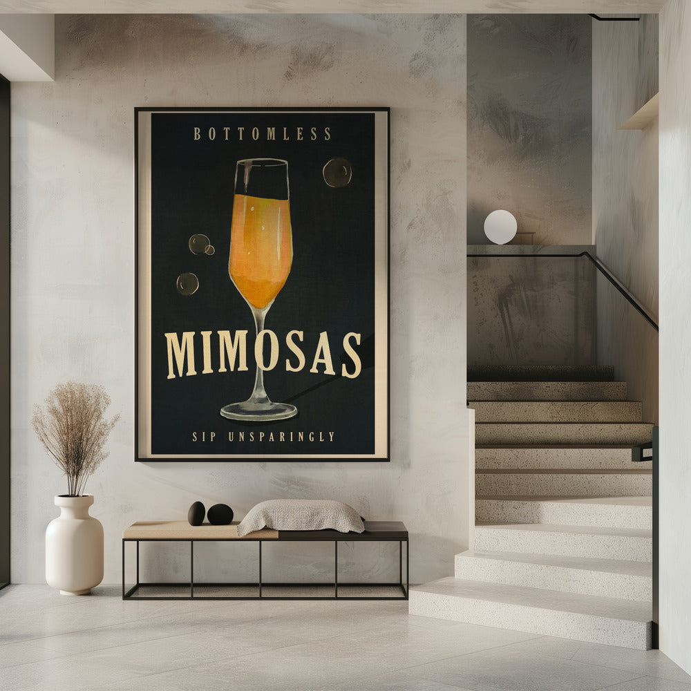 Bottomless Mimosas Art Deco Cocktail Bar Art Poster