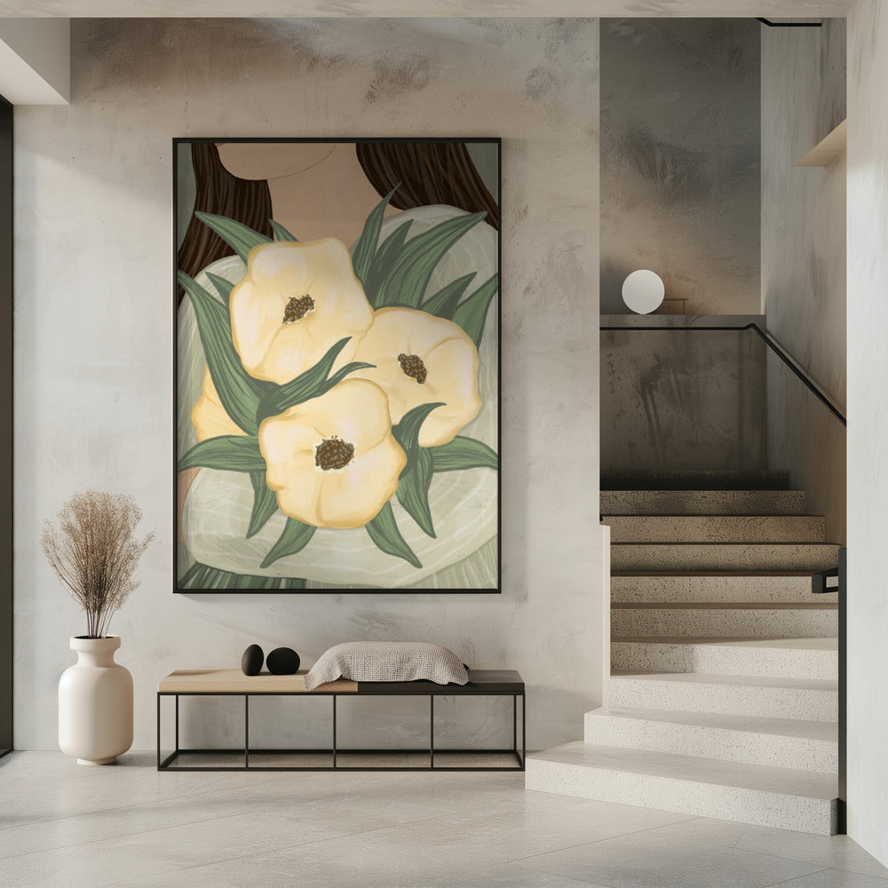 Pale Yellow Flowers Poster