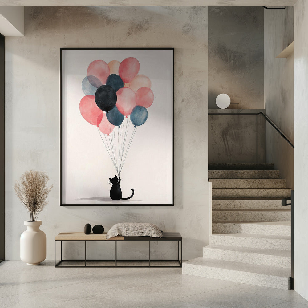 The Cat and the Balloons Poster