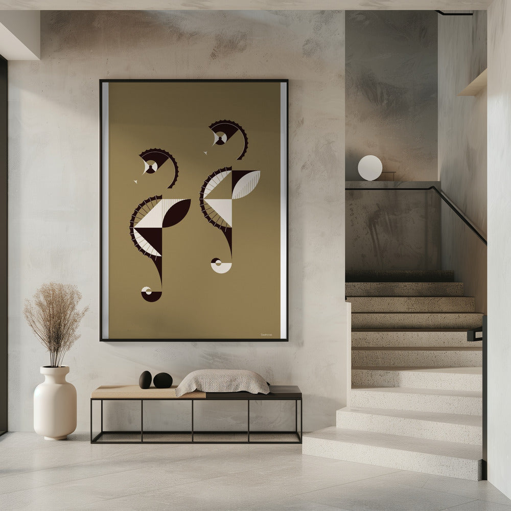 Golden Animals - Seahorses (gold) Poster