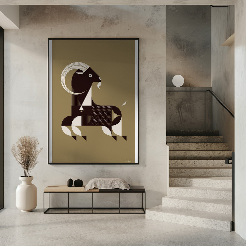 Golden Animals - Kri Kri Goat (Gold) Poster