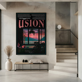 &#039;USION&#039; Fiction vaporwave travel poster Poster