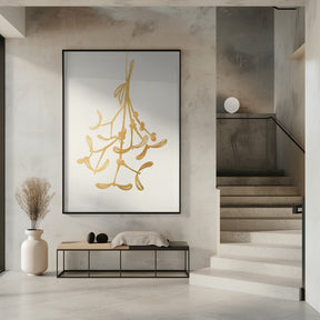 Mistletoe ink sketch (gold) Poster