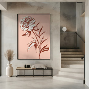 Loose peony ink sketch (pink) Poster