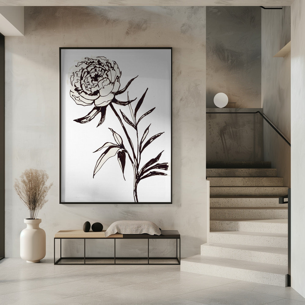 Loose peony ink sketch Poster