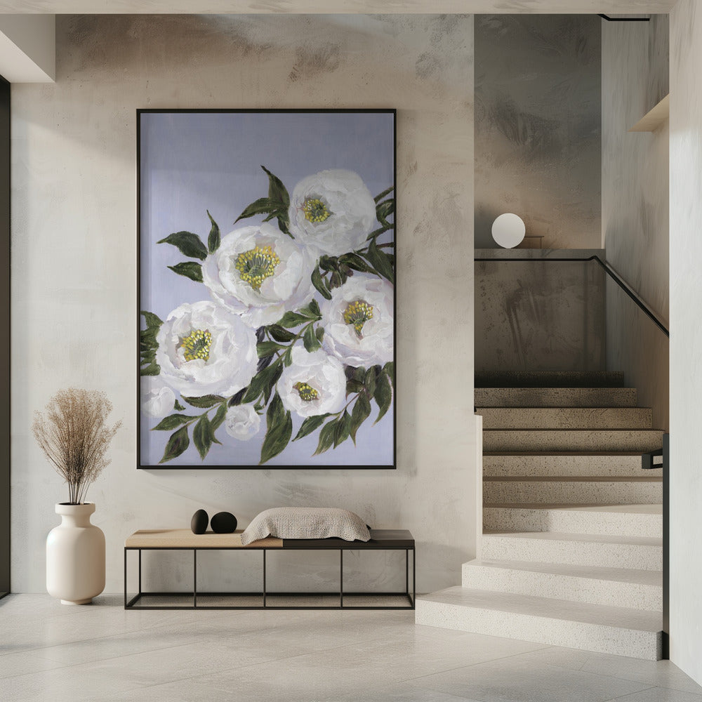 Evadne peonies in lilac Poster