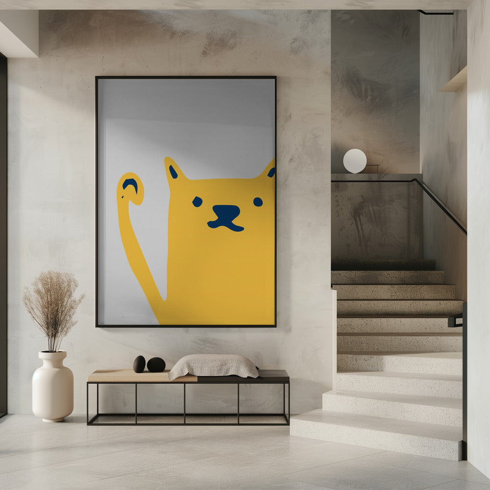 Cute Cat Yellow Poster