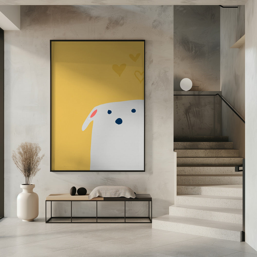 Cute Dog Yellow Poster