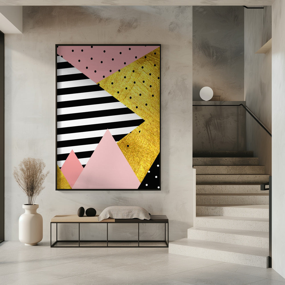 Gold Abstract Pink - Modern Geometric Poster