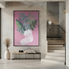 Pink floral stocking Poster