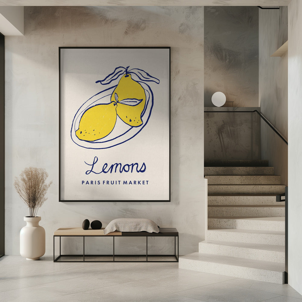 Food Art - Lemons Paris Fruit Market Poster