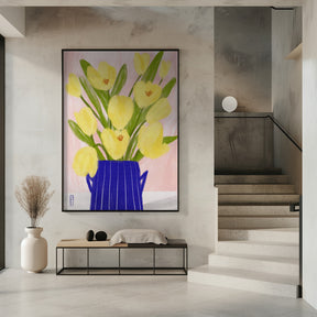 Yellow Tulips In a Vase Poster