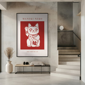 Maneki-Neko Cat Red Poster