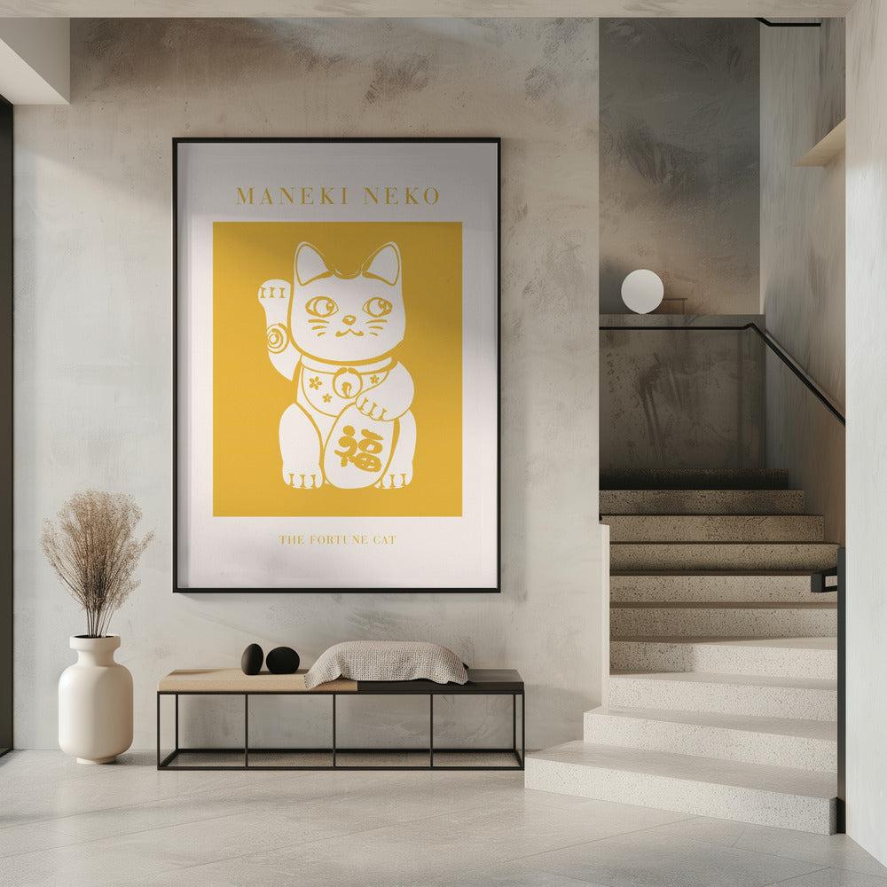 Maneki-Neko Yellow Cat Poster