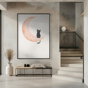 Cat Crescent Moon Poster