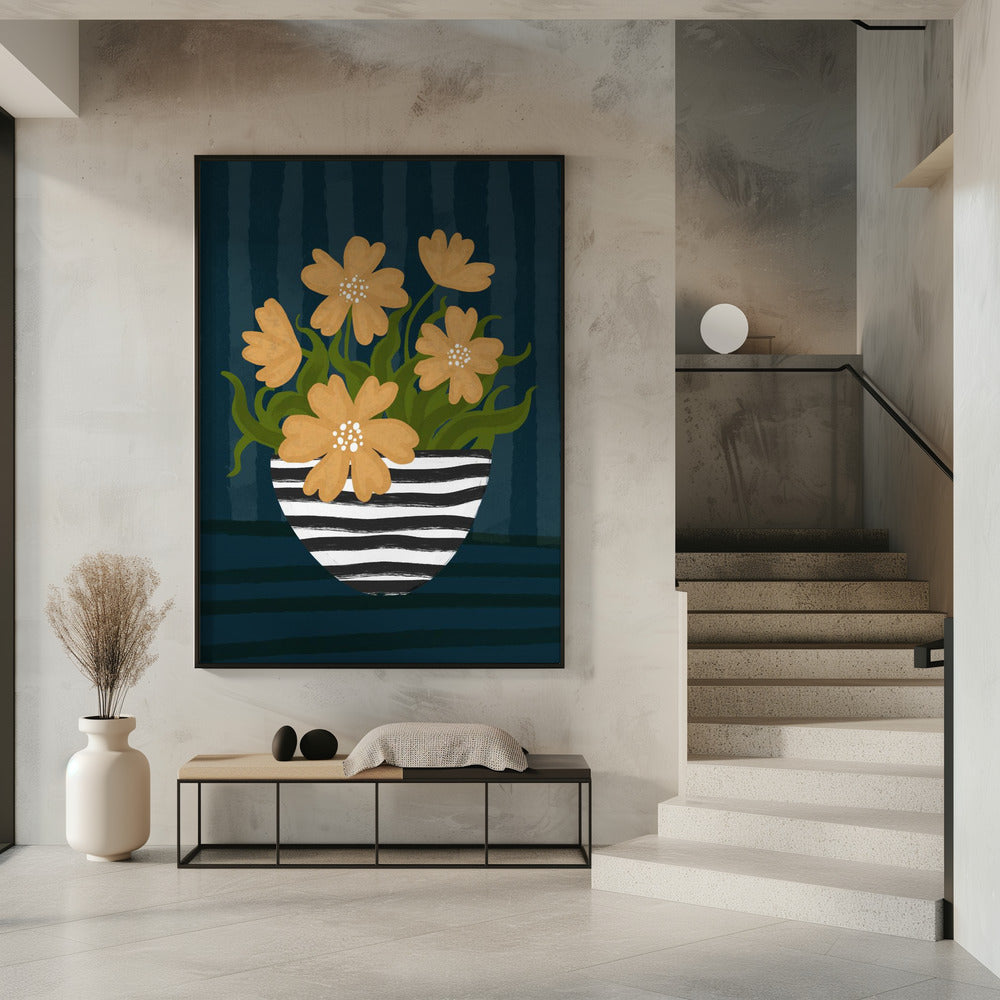 Striped Vase Poster