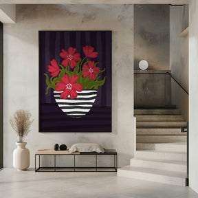 Striped Vase Poster