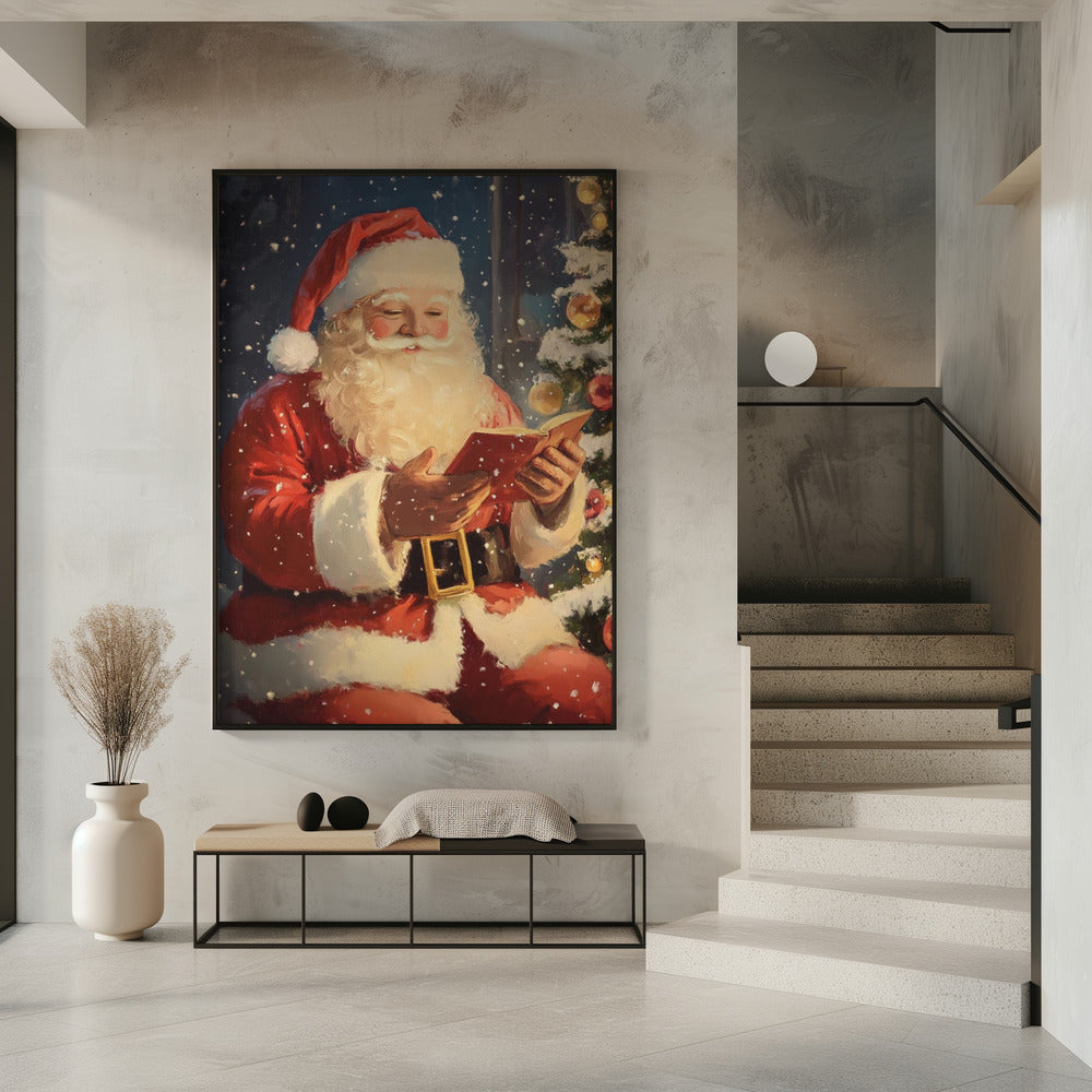 Santa Reading I Poster