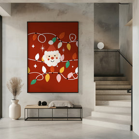 Holiday Christmas Santa Workshop Minimal Retro Red Poster