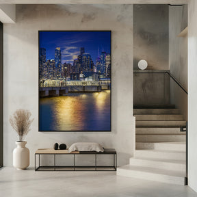 Harvest Moon over the Midtown Manhattan Skyline Poster