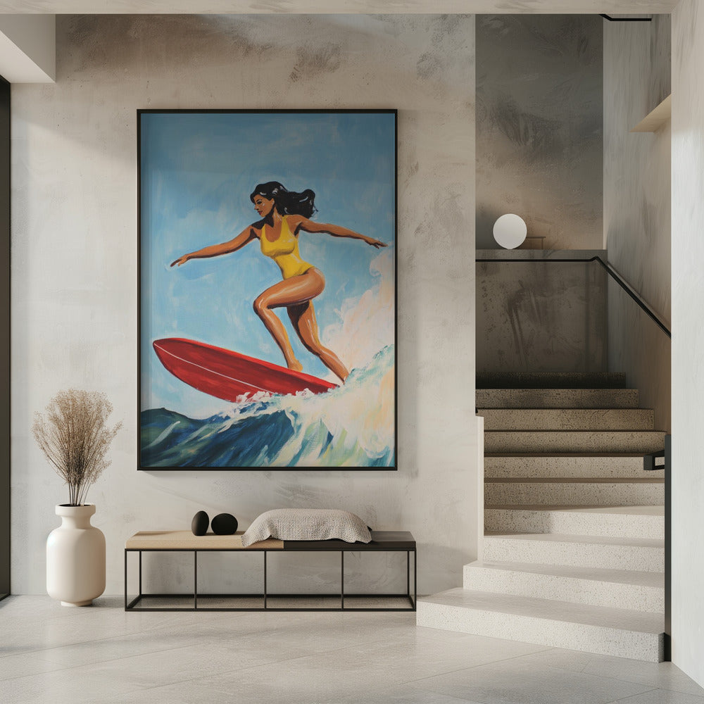 Surfing Girl Poster